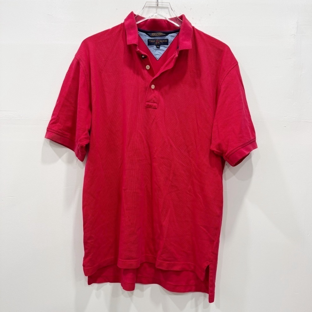 Vintage Tommy Hilfiger Gold Polo Shirt Short Sleeve Red Medium
